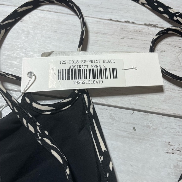 Jonathan Simkhai swim ALIANA PRINTED BIKINI TOP abstract fern S straps pattern - Picture 6 of 8